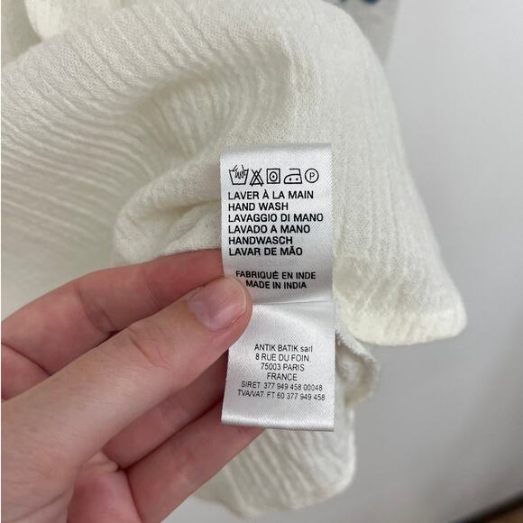 Antik Batik Floral Hand-Embroidered Ruffle Collar Clotilda Crepe Blouse - Small - Picture 11 of 14